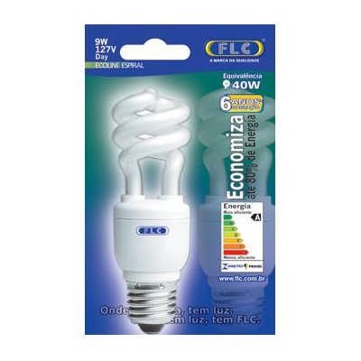 LAMPADA FLUORESCENTE ESPIRAL 9W-127V (ILUMINAÇÃO 40W)